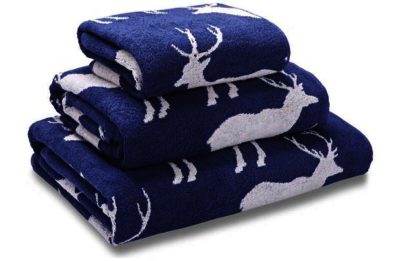 Stag Jacquard Towel Bale - Blue